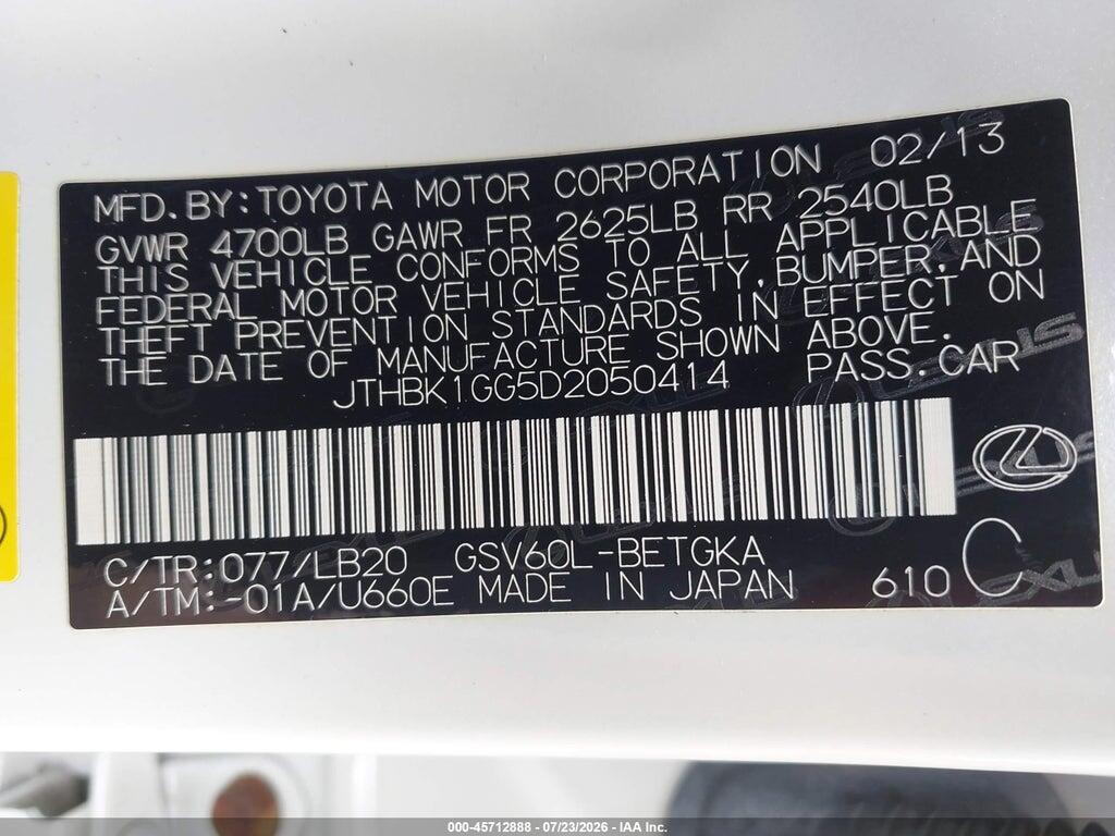 JTHBK1GG5D2050414 2013 LEXUS ES 350 photo no. 9