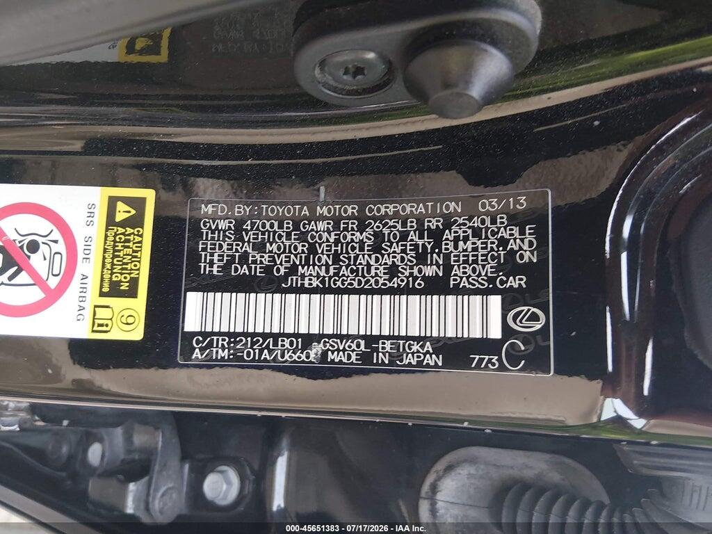 JTHBK1GG5D2054916 2013 LEXUS ES 350 photo no. 9