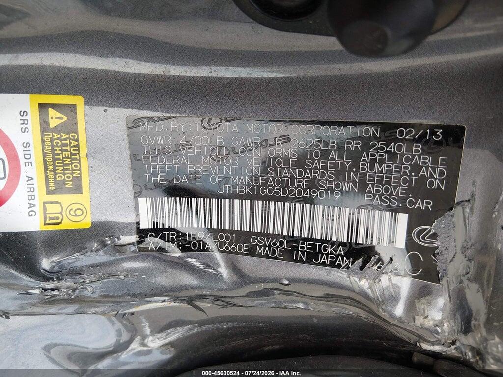 JTHBK1GG5D2049019 2013 LEXUS ES 350 photo no. 9