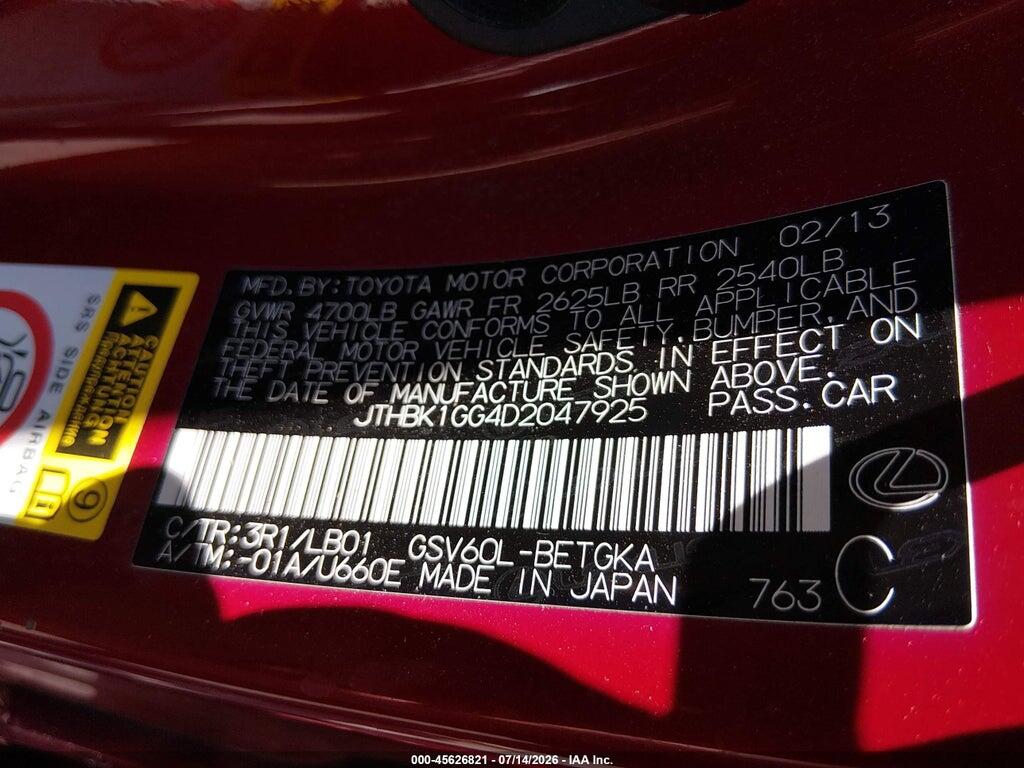 JTHBK1GG4D2047925 2013 LEXUS ES 350 photo no. 9