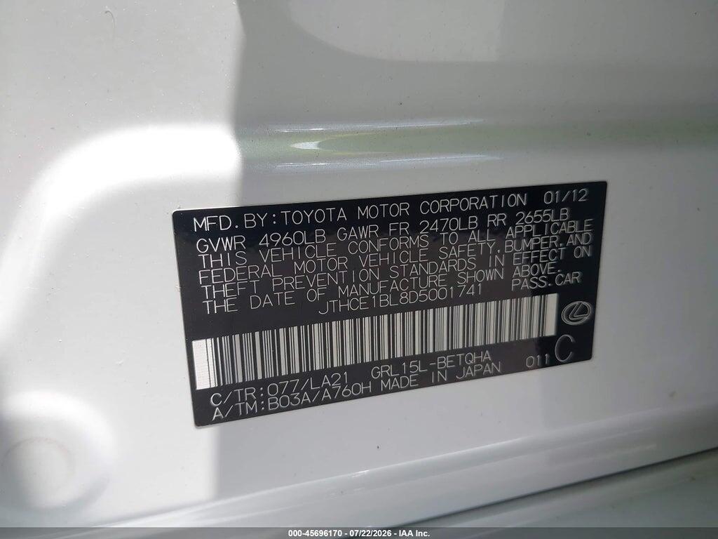 JTHCE1BL8D5001741 2013 LEXUS GS 350 photo no. 9