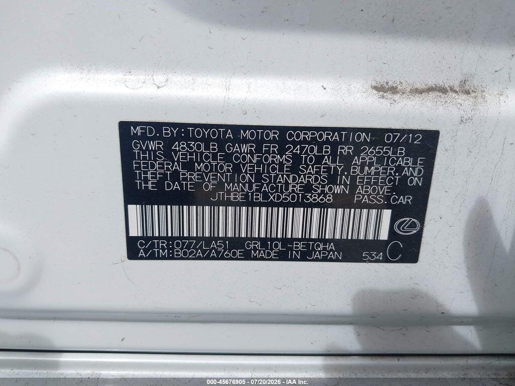 JTHBE1BLXD5013868 2013 LEXUS GS 350 photo no. 9
