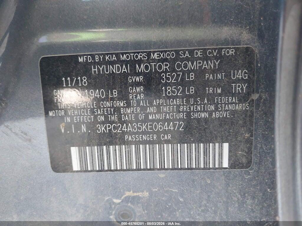 3KPC24A35KE064472 2019 HYUNDAI ACCENT photo no. 9