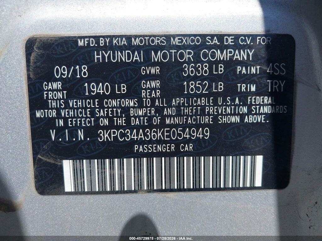 3KPC34A36KE054949 2019 HYUNDAI ACCENT photo no. 9