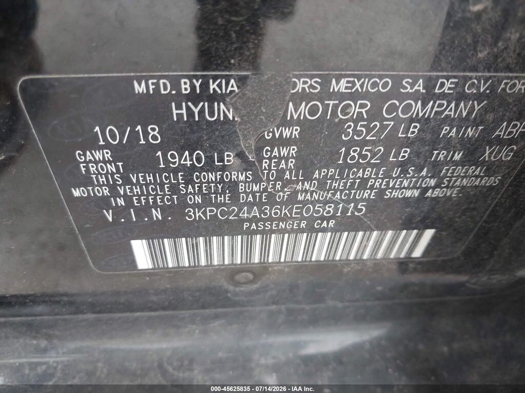 3KPC24A36KE058115 2019 HYUNDAI ACCENT photo no. 9