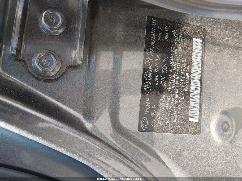 5NPD74LF5KH490610 2019 HYUNDAI ELANTRA photo no. 9