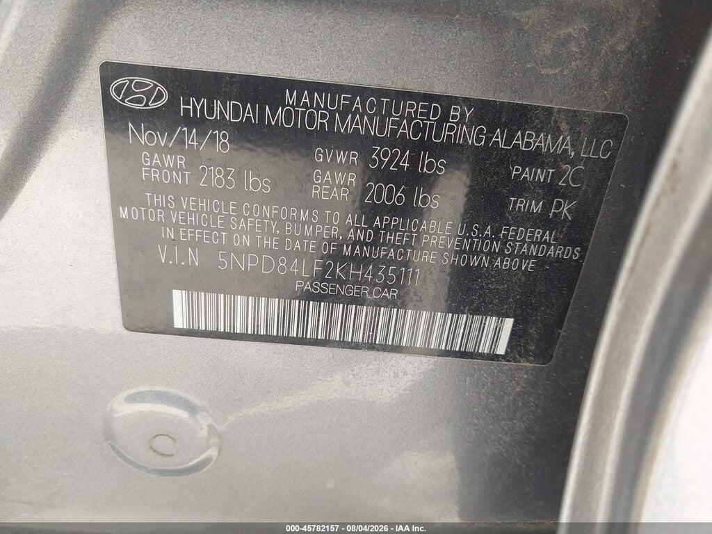 5NPD84LF2KH435111 2019 HYUNDAI ELANTRA photo no. 9