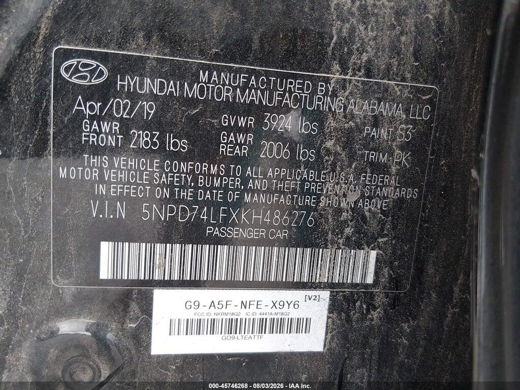 5NPD74LFXKH486276 2019 HYUNDAI ELANTRA photo no. 9