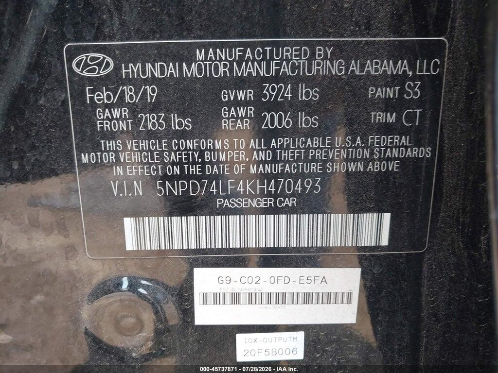 5NPD74LF4KH470493 2019 HYUNDAI ELANTRA photo no. 9
