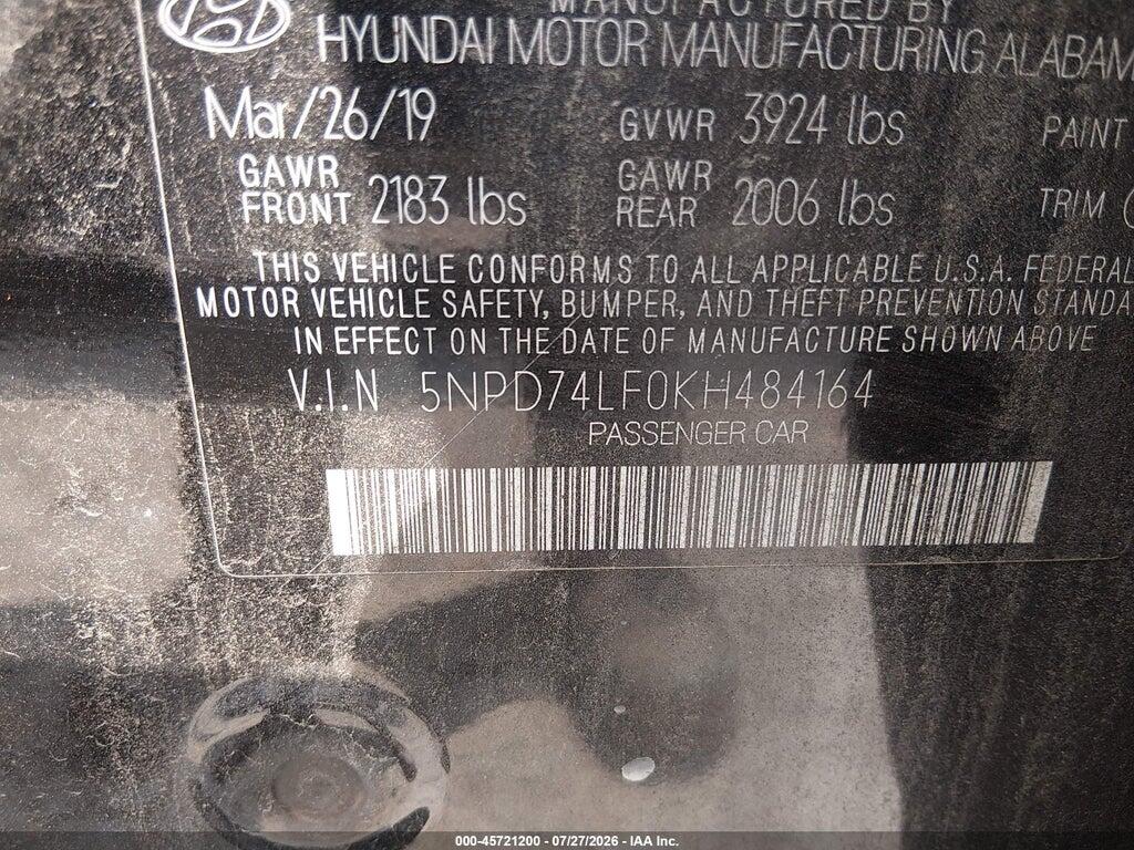 5NPD74LF0KH484164 2019 HYUNDAI ELANTRA photo no. 9