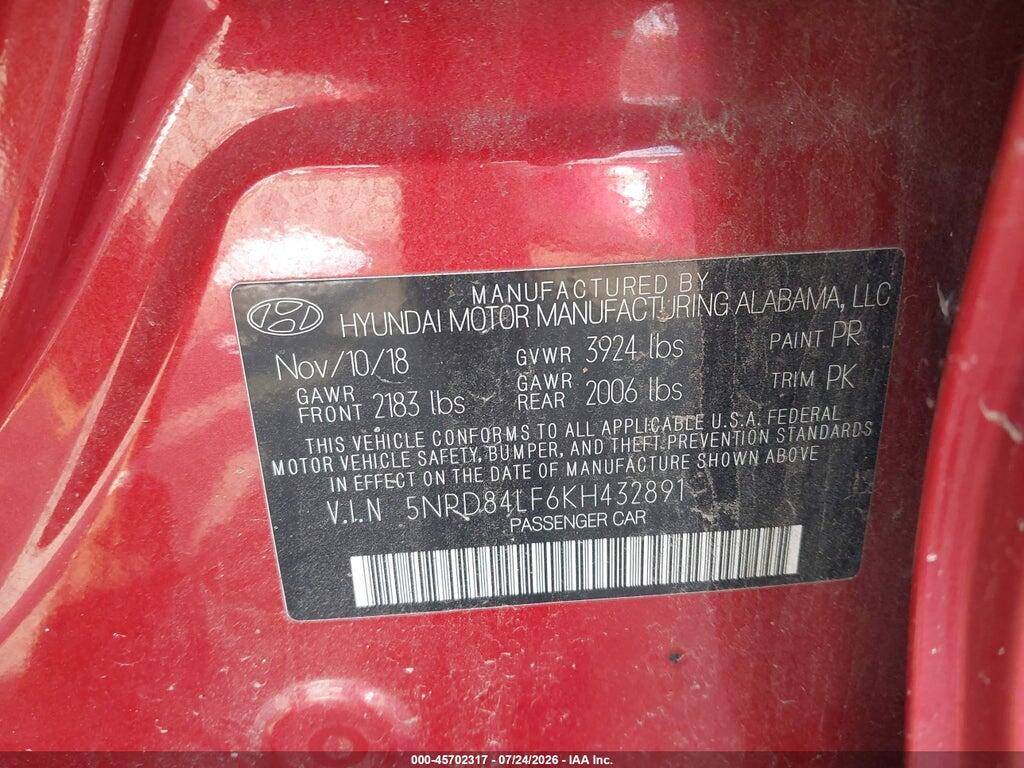 5NPD84LF6KH432891 2019 HYUNDAI ELANTRA photo no. 9