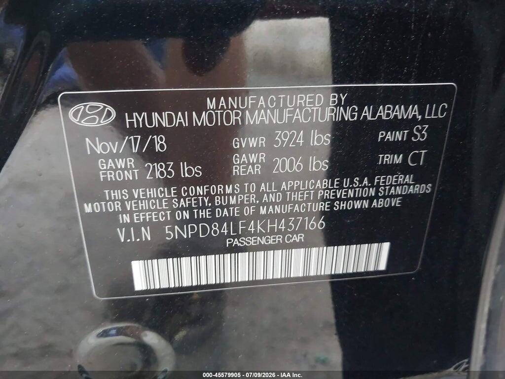 5NPD84LF4KH437166 2019 HYUNDAI ELANTRA photo no. 9