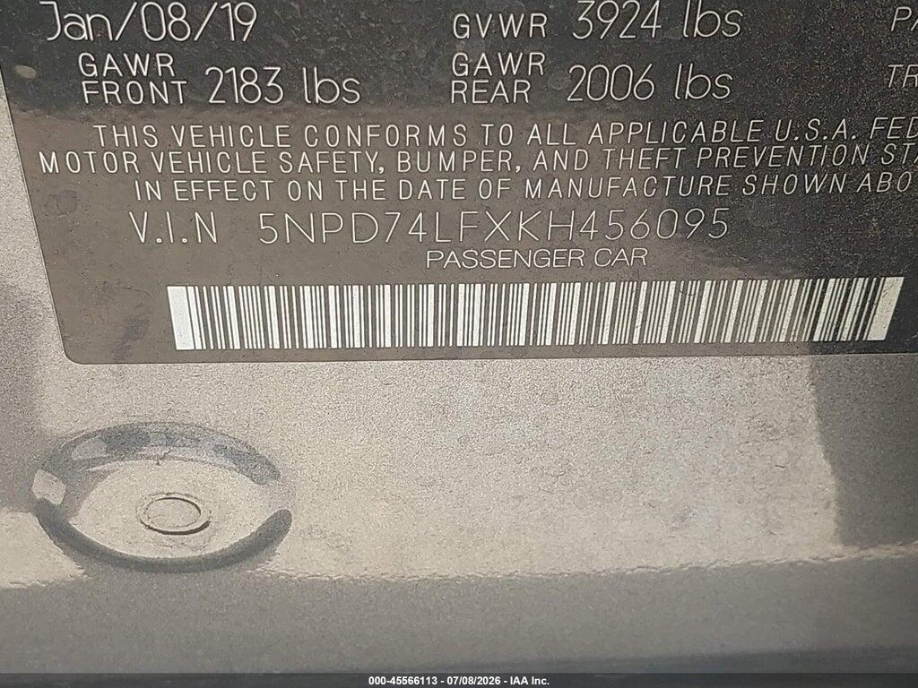5NPD74LFXKH456095 2019 HYUNDAI ELANTRA photo no. 9