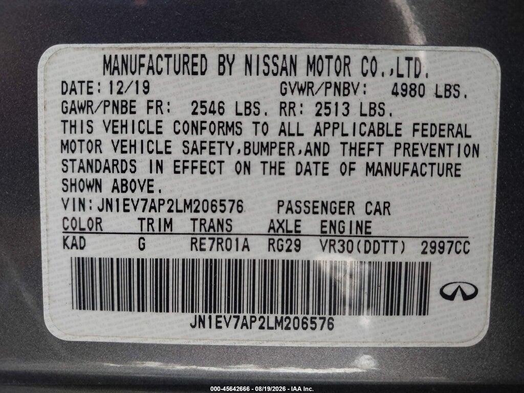 JN1EV7AP2LM206576 2020 INFINITI Q50 photo no. 9