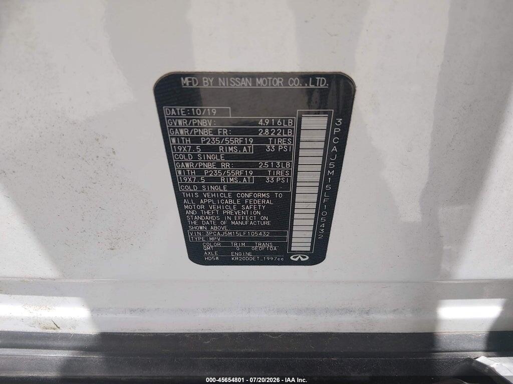 3PCAJ5M15LF105432 2020 INFINITI QX50 photo no. 9