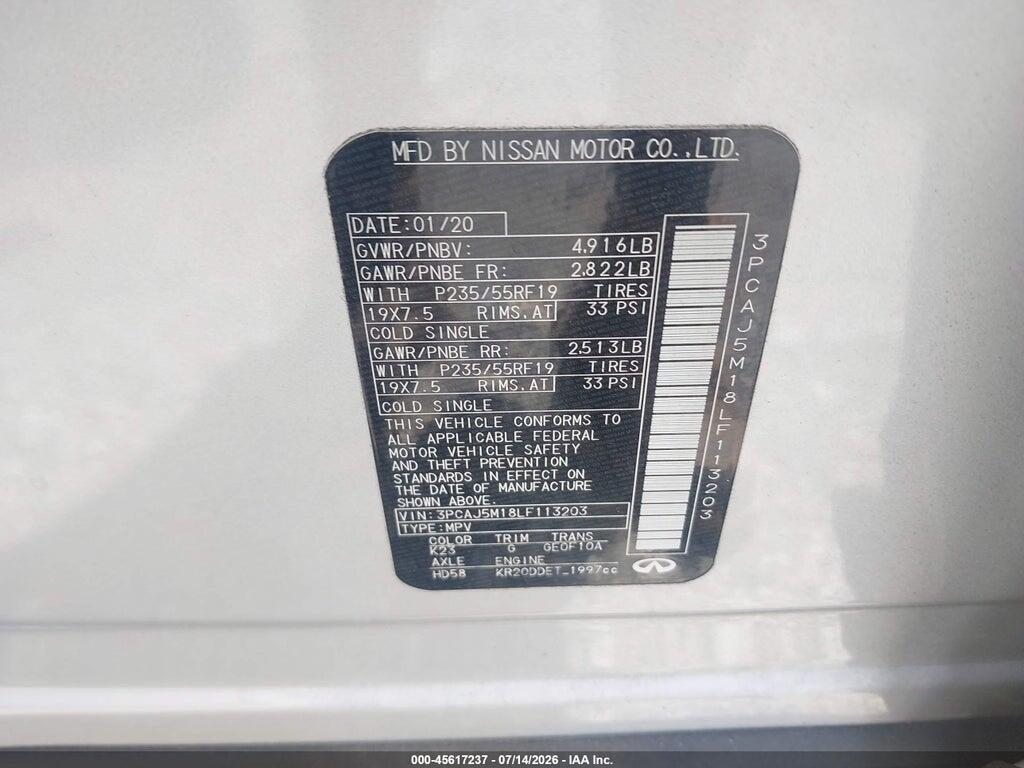 3PCAJ5M18LF113203 2020 INFINITI QX50 photo no. 9