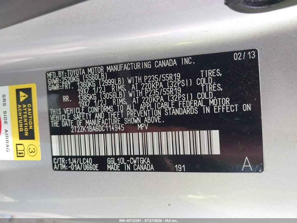 2T2ZK1BA6DC114945 2013 LEXUS RX 350 photo no. 9