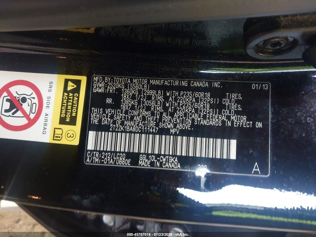 2T2ZK1BA8DC111447 2013 LEXUS RX 350 photo no. 9
