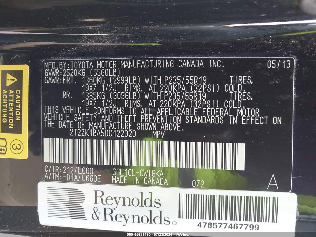 2T2ZK1BA5DC122020 2013 LEXUS RX 350 photo no. 9