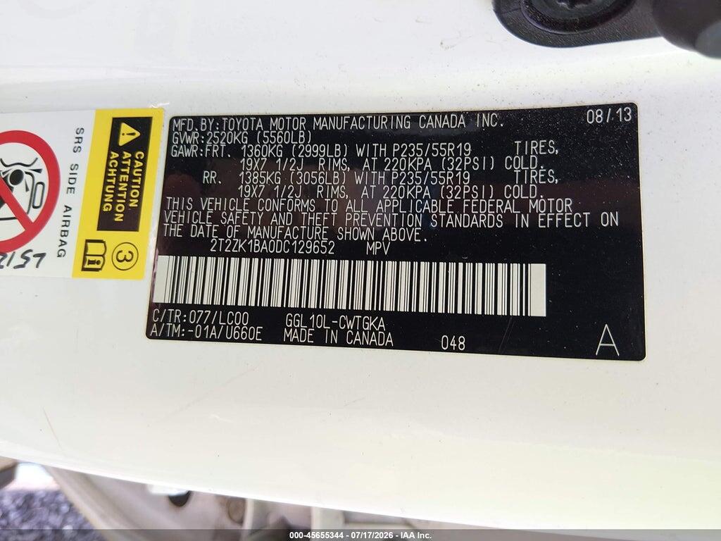 2T2ZK1BA0DC129652 2013 LEXUS RX 350 photo no. 9
