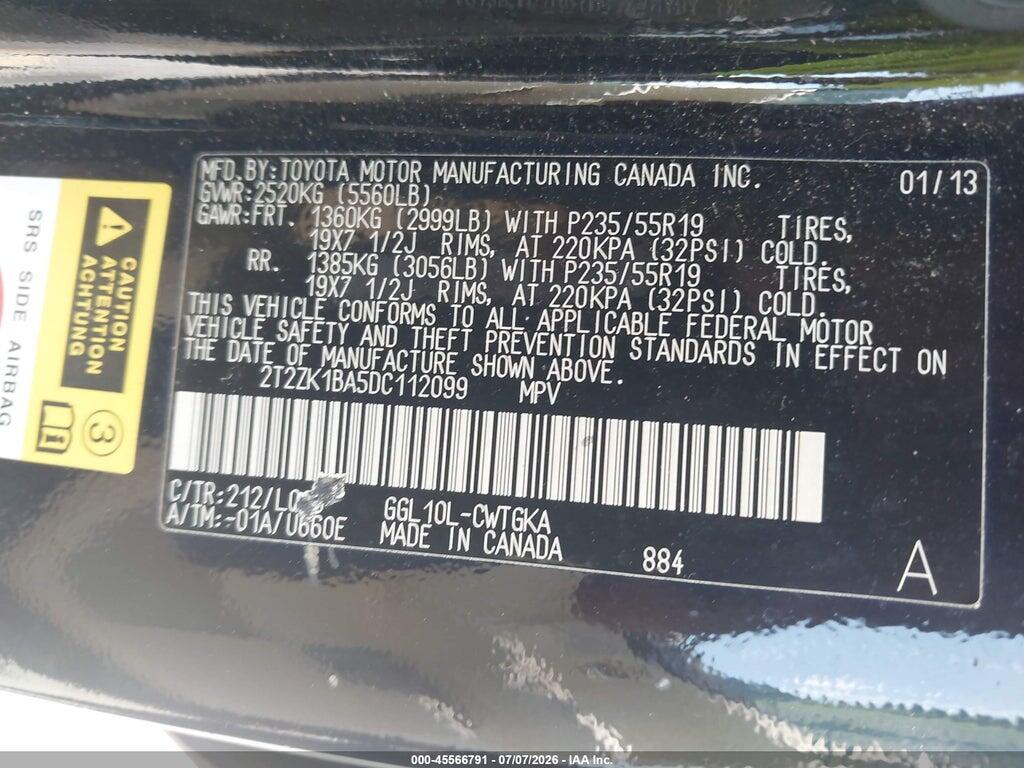 2T2ZK1BA5DC112099 2013 LEXUS RX 350 photo no. 9