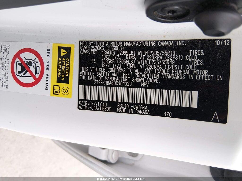 2T2ZK1BA6DC101323 2013 LEXUS RX 350 photo no. 9