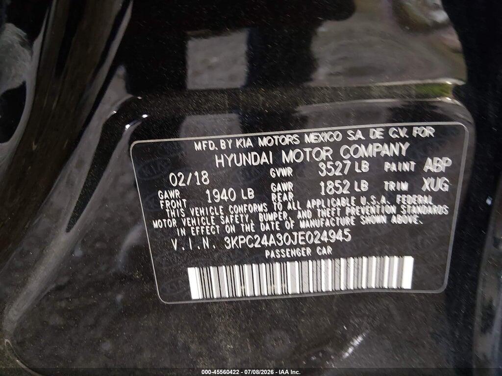 3KPC24A30JE024945 2018 HYUNDAI ACCENT photo no. 9