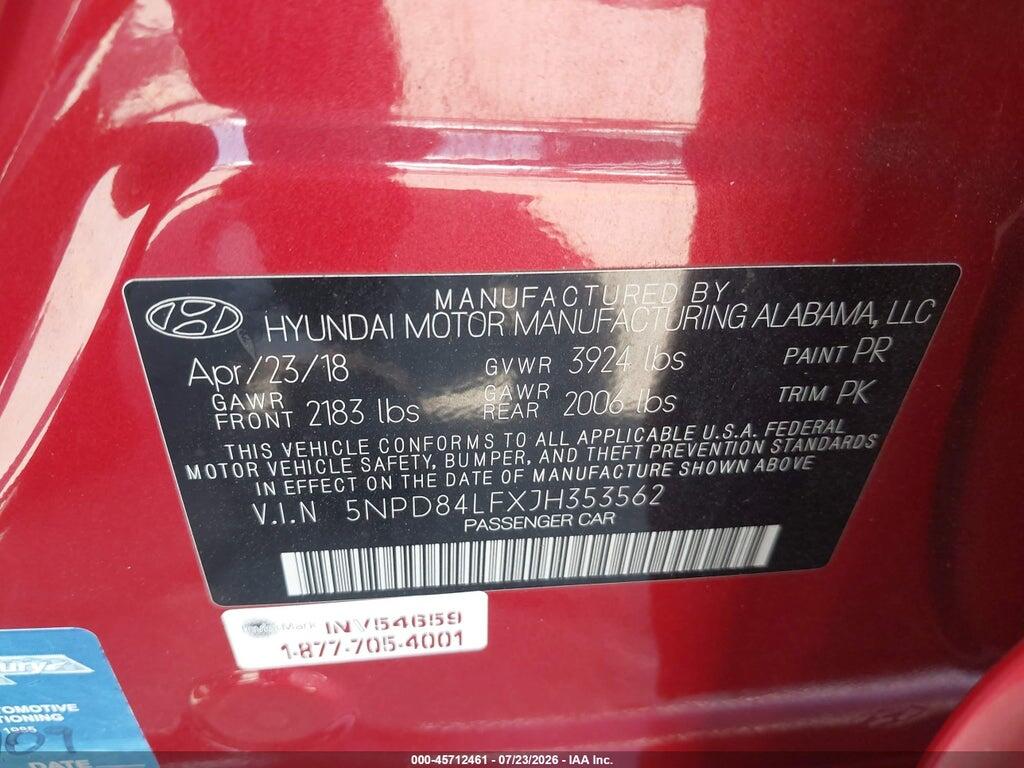 5NPD84LFXJH353562 2018 HYUNDAI ELANTRA photo no. 9