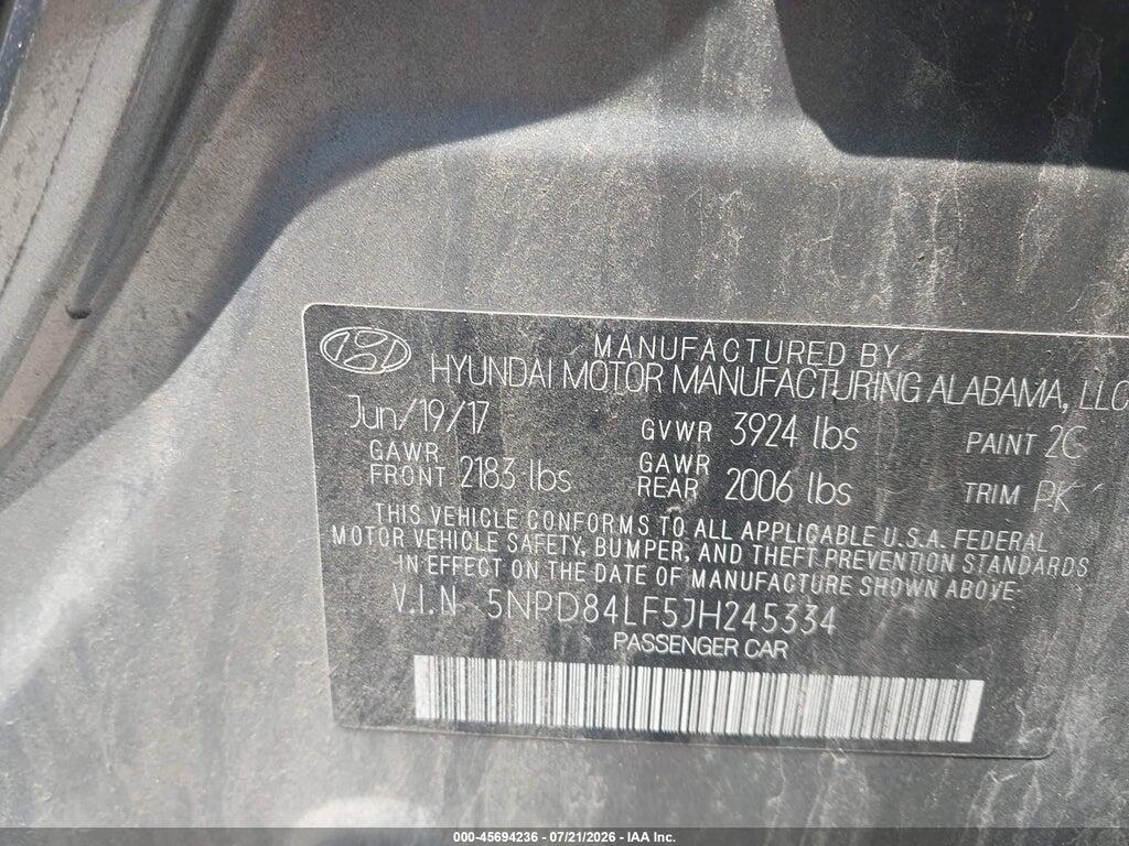 5NPD84LF5JH245334 2018 HYUNDAI ELANTRA photo no. 9