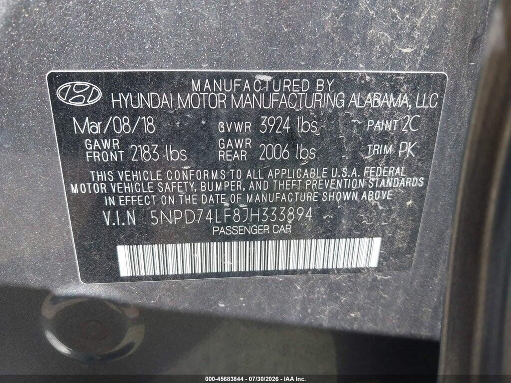 5NPD74LF8JH333894 2018 HYUNDAI ELANTRA photo no. 9