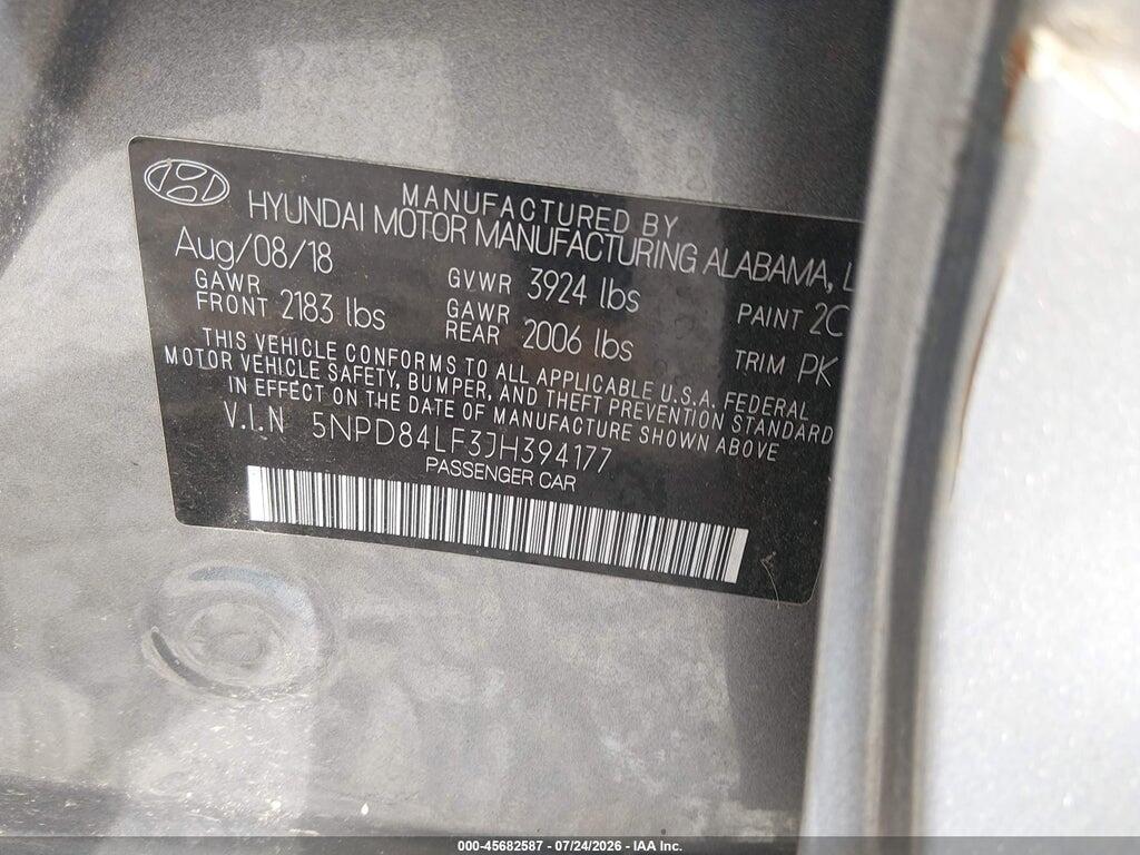 5NPD84LF3JH394177 2018 HYUNDAI ELANTRA photo no. 9
