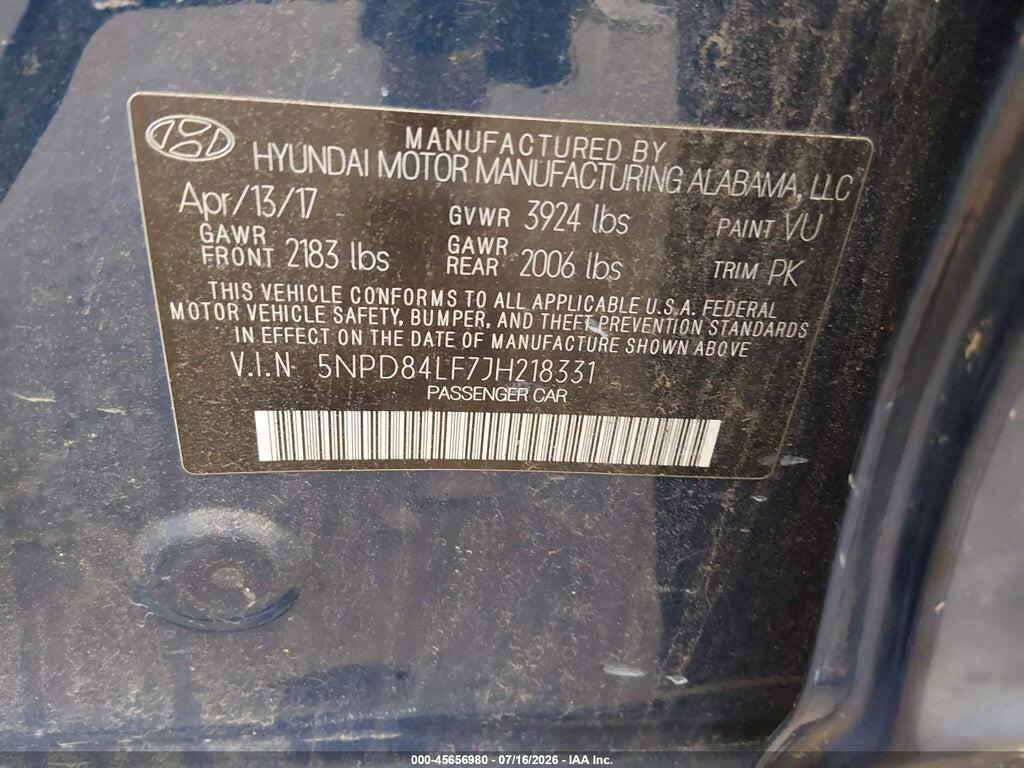 5NPD84LF7JH218331 2018 HYUNDAI ELANTRA photo no. 7