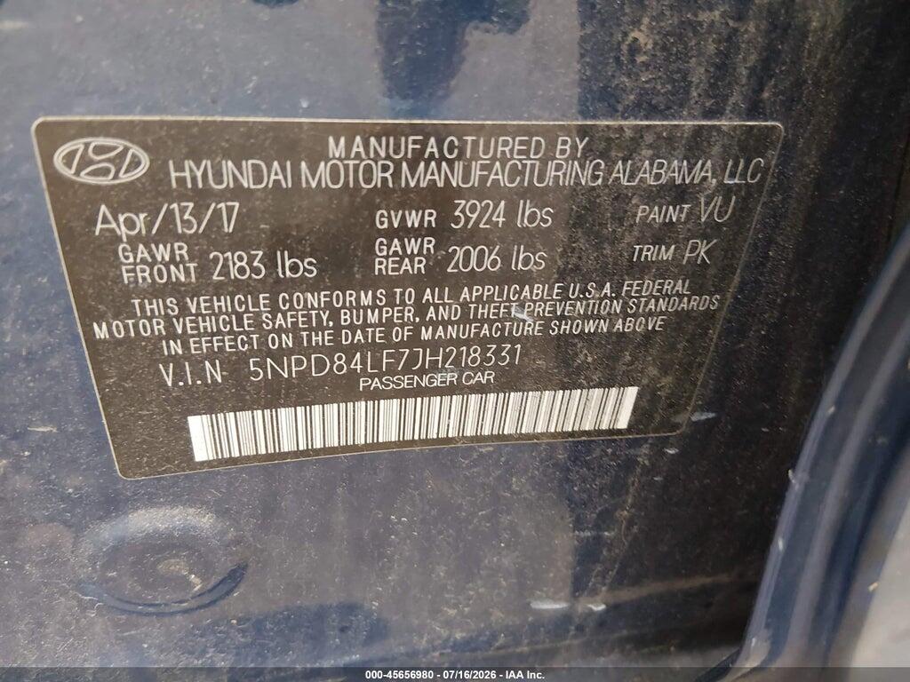 5NPD84LF7JH218331 2018 HYUNDAI ELANTRA photo no. 9