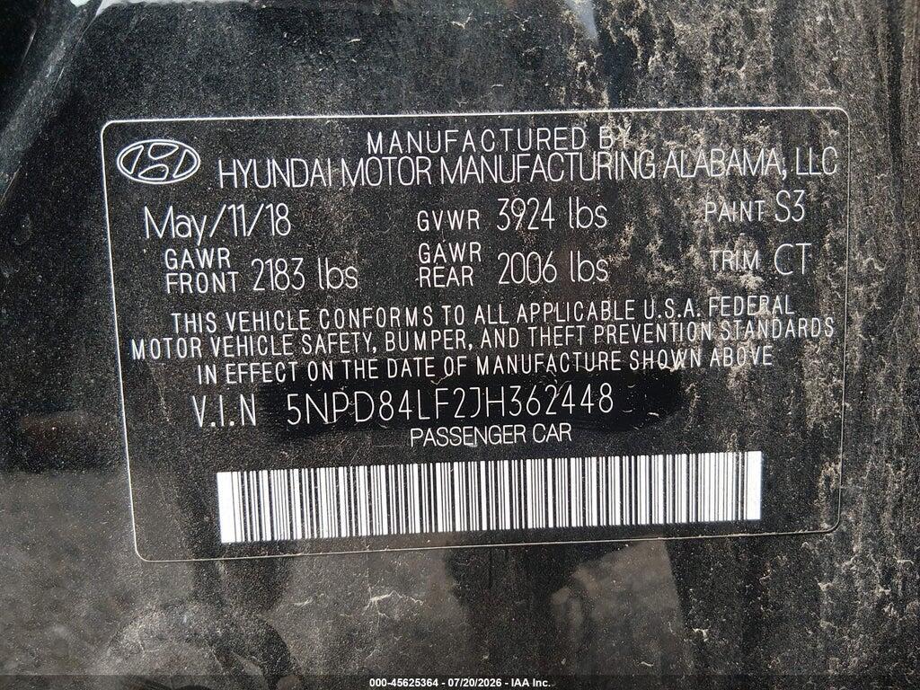 5NPD84LF2JH362448 2018 HYUNDAI ELANTRA photo no. 9
