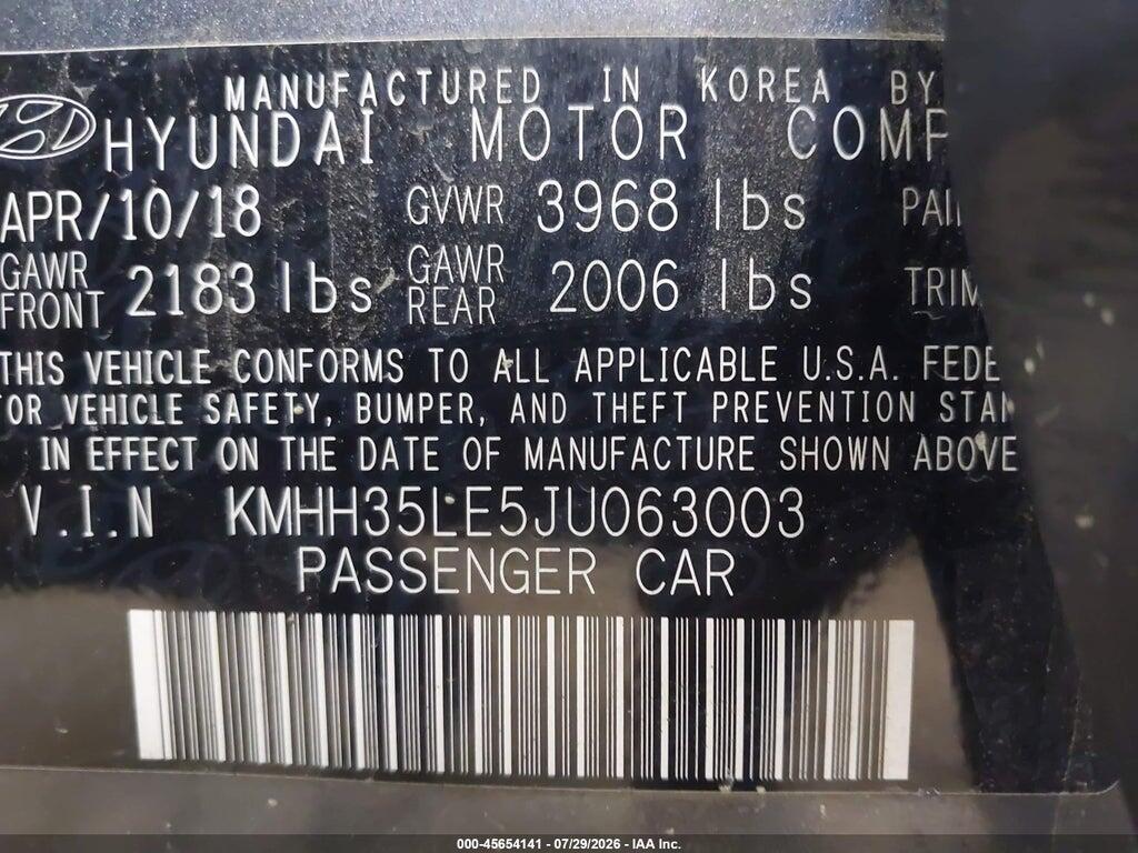 KMHH35LE5JU063003 2018 HYUNDAI ELANTRA GT photo no. 9
