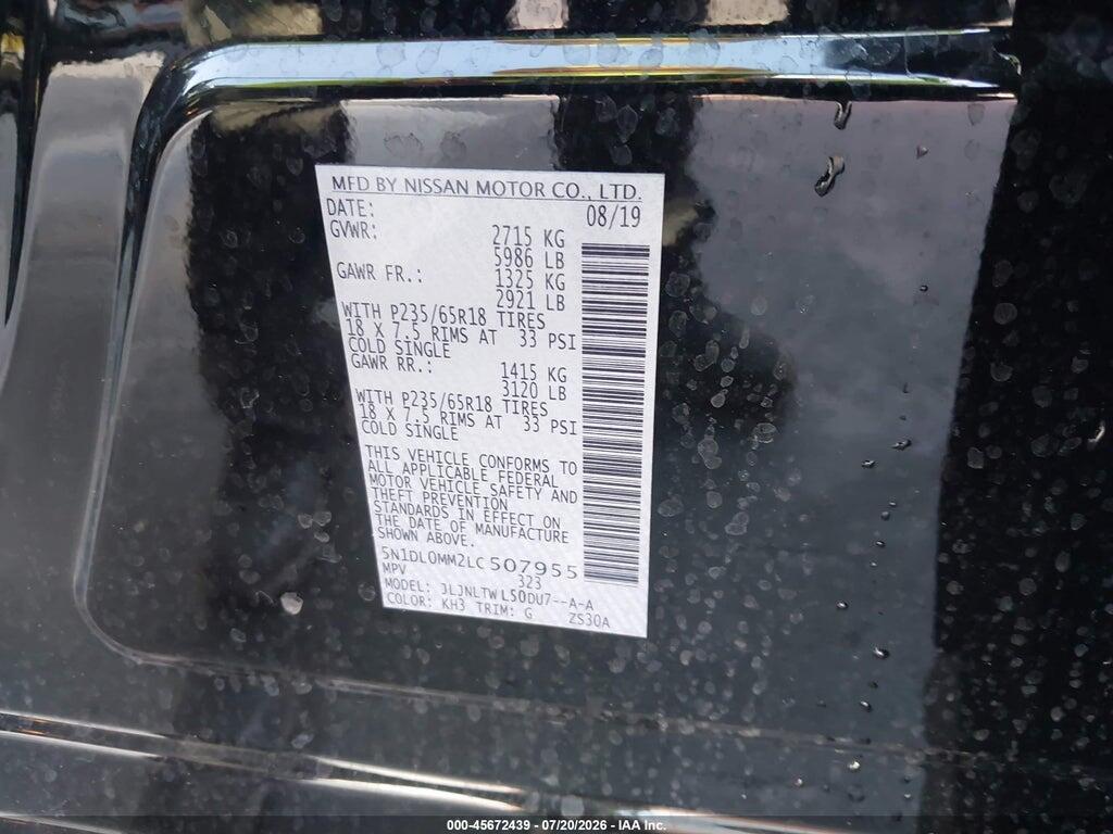 5N1DL0MM2LC507955 2020 INFINITI QX60 photo no. 9