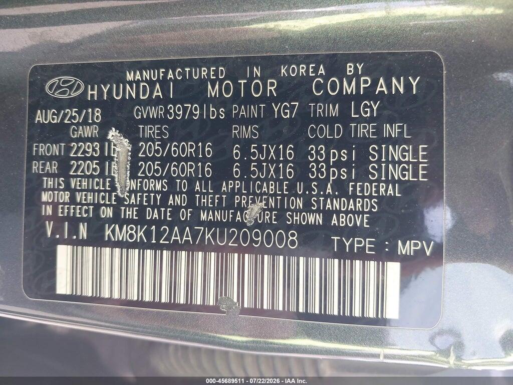 KM8K12AA7KU209008 2019 HYUNDAI KONA photo no. 9