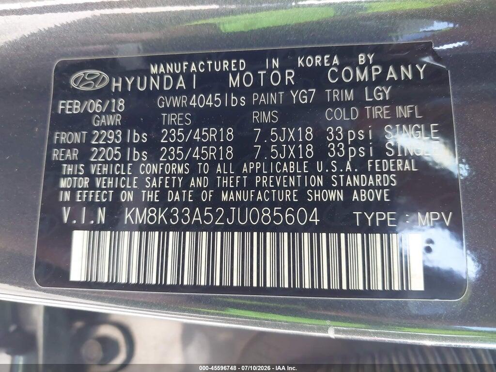 KM8K33A52JU085604 2018 HYUNDAI KONA photo no. 9