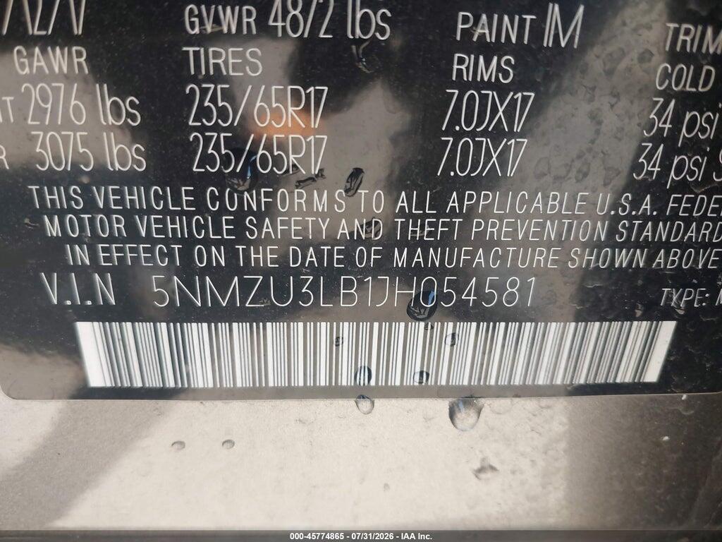 5NMZU3LB1JH054581 2018 HYUNDAI SANTA FE SPORT photo no. 9