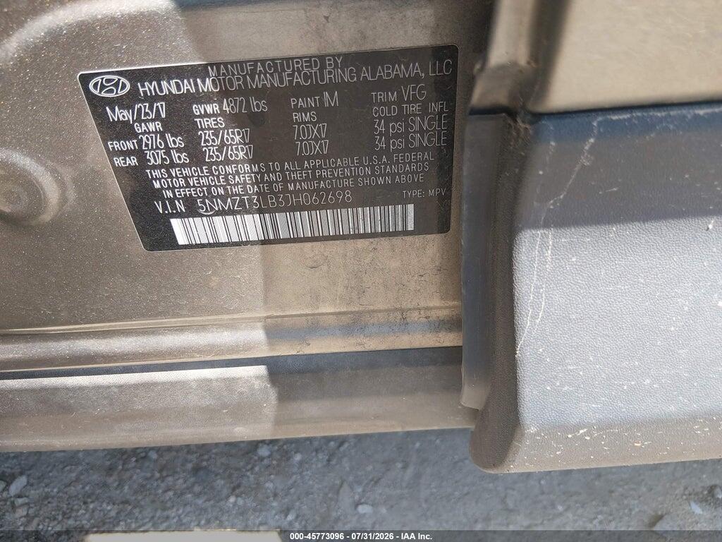 5NMZT3LB3JH062698 2018 HYUNDAI SANTA FE SPORT photo no. 9