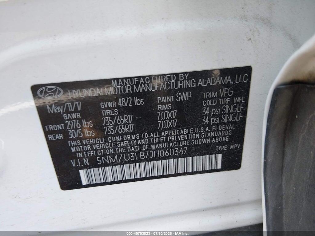5NMZU3LB7JH060367 2018 HYUNDAI SANTA FE SPORT photo no. 9