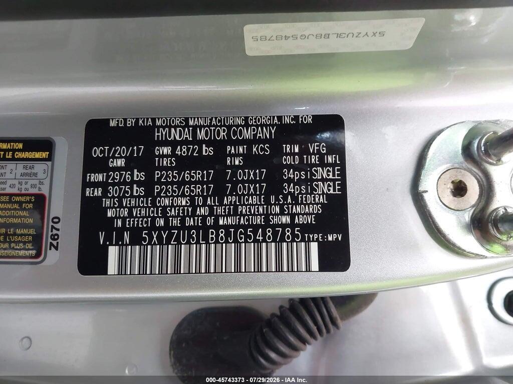 5XYZU3LB8JG548785 2018 HYUNDAI SANTA FE SPORT photo no. 9