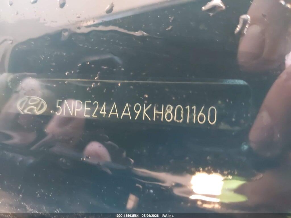 5NPE24AA9KH801160 2019 HYUNDAI SONATA photo no. 9