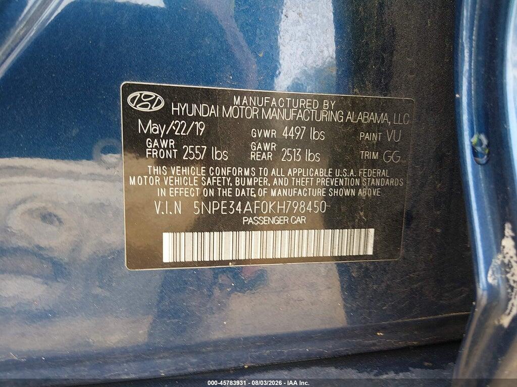 5NPE34AF0KH798450 2019 HYUNDAI SONATA photo no. 9