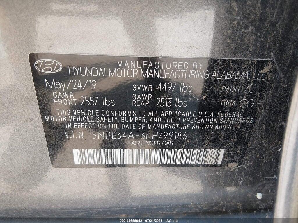 5NPE34AF3KH799186 2019 HYUNDAI SONATA photo no. 9