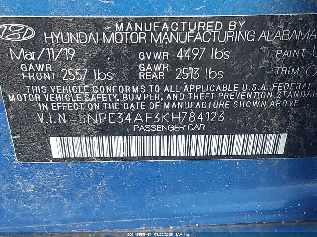 5NPE34AF3KH784123 2019 HYUNDAI SONATA photo no. 9