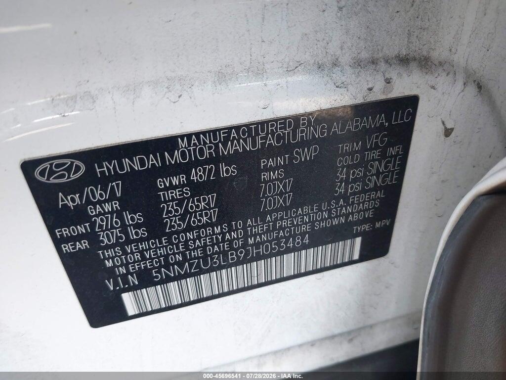 5NMZU3LB9JH053484 2018 HYUNDAI SANTA FE SPORT photo no. 9