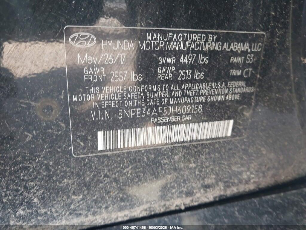 5NPE34AF5JH609158 2018 HYUNDAI SONATA photo no. 9