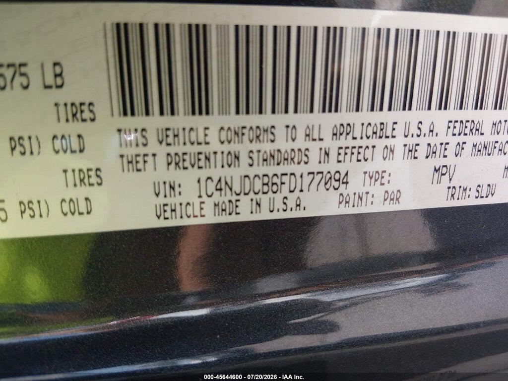 1C4NJDCB6FD177094 2015 JEEP COMPASS photo no. 9