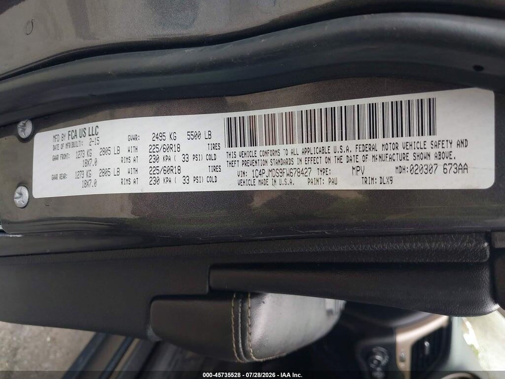 1C4PJMDS9FW678427 2015 JEEP CHEROKEE photo no. 9